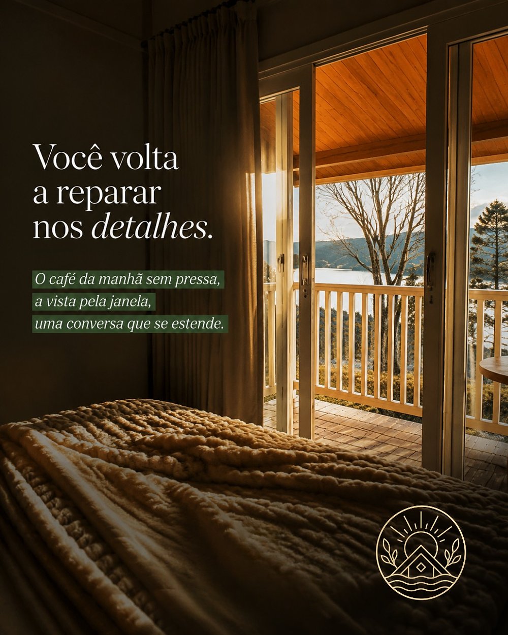 Suíte com vista para a serra na Villa Aruanã