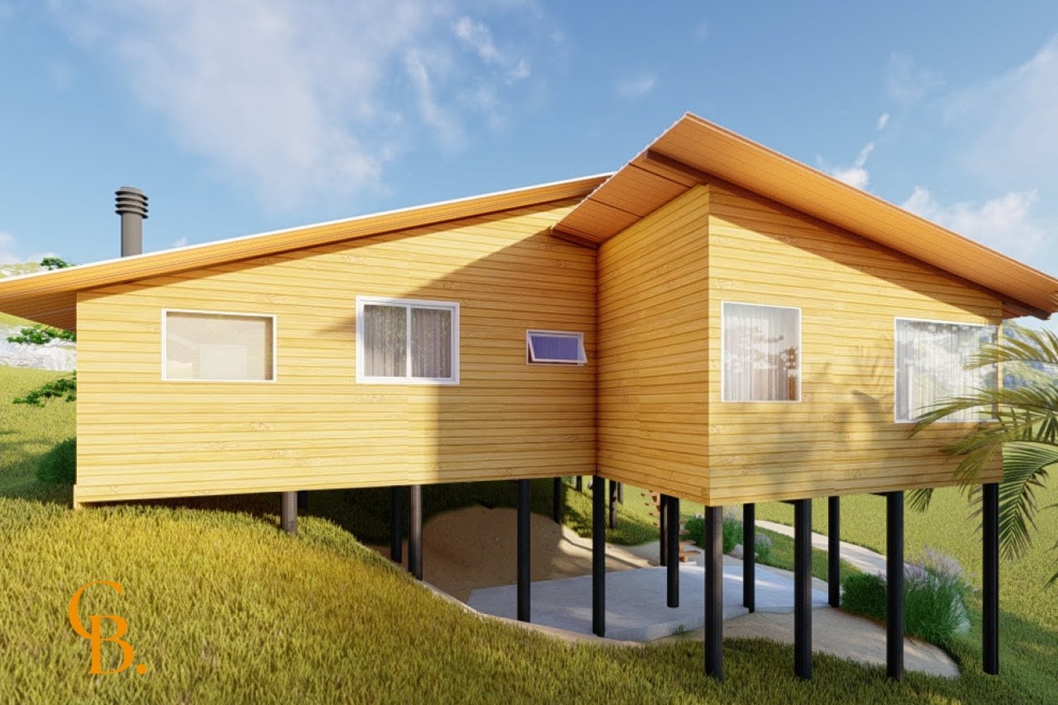 Render externo — a casa na serra