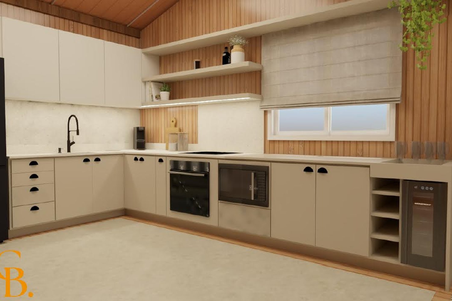 Render interno — cozinha gourmet