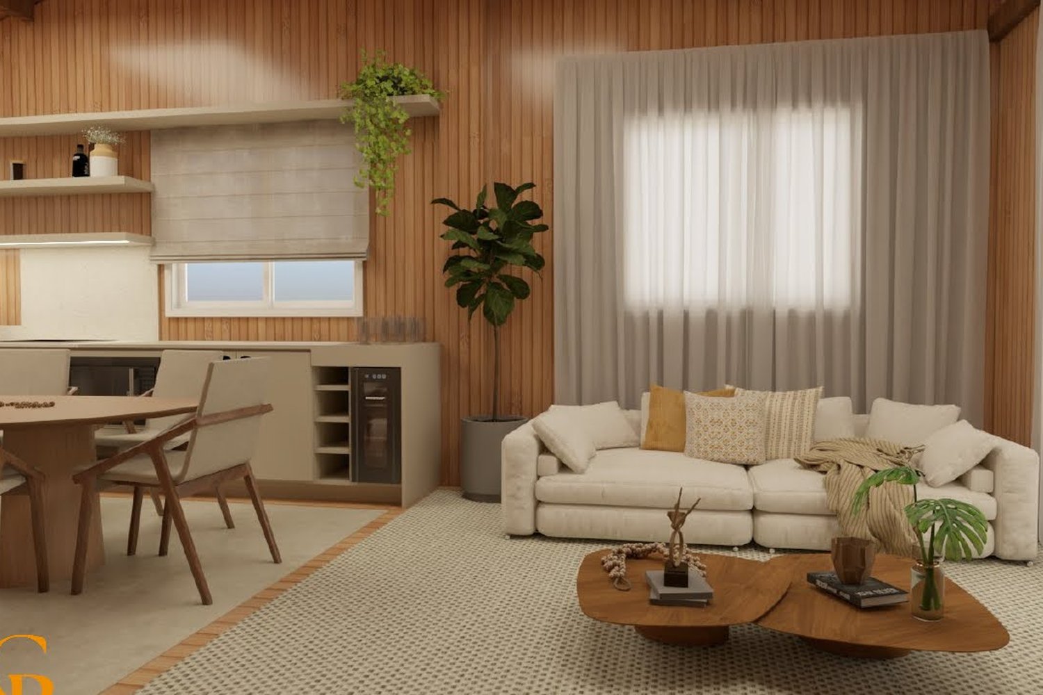 Render interno — sala de estar