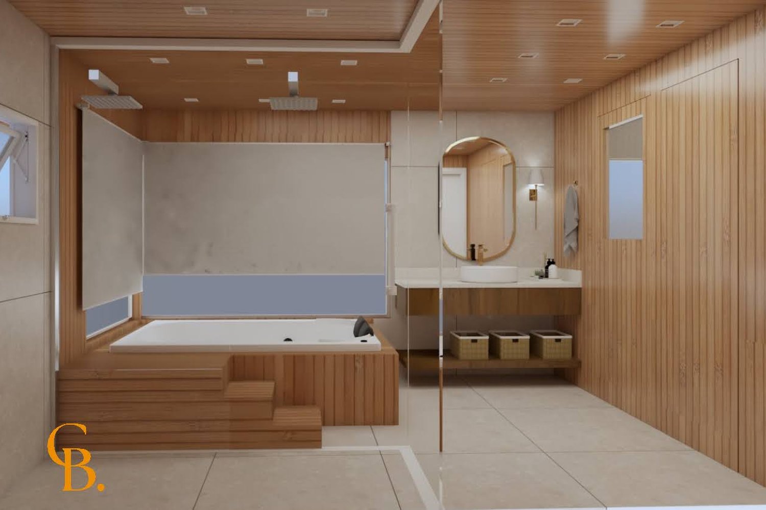 Render interno — sauna e hidromassagem