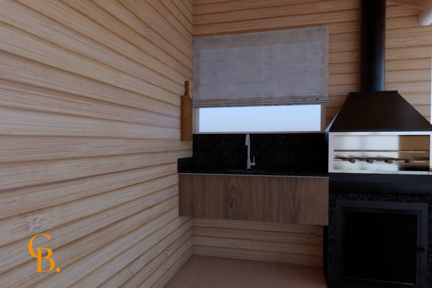 Render interno — espaço gourmet